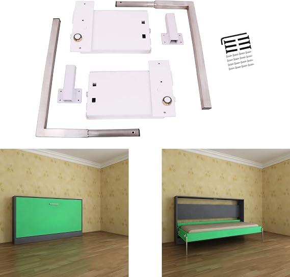 Horizontal Murphy Wall Bed Springs Mechanism Hardware Kit for Full Size Queen Size,Twin Size,King Size Bed,Horizontal Wallbed Mounting,White