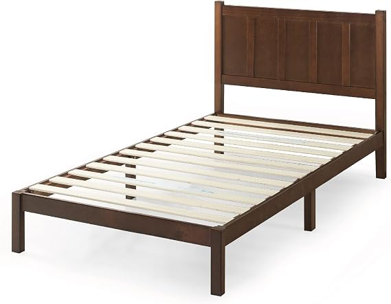 Zinus Adrian Wood Platform Bed Frame, Wood Slat Support, No Box Spring, Easy Assembly, Twin, Brown