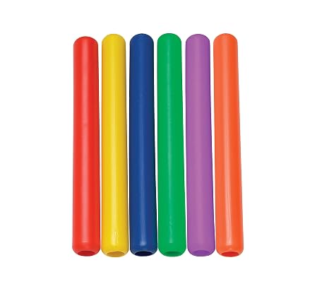 Sportime Beginner Relay Batons, 11-1/2 Inches, Assorted Colors, Set of 6 - 1478836