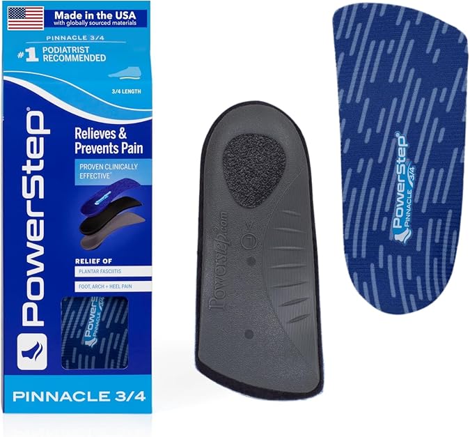 Thin Arch Support Shoe Orthotic Inserts for Women and Men by Powerstep, SlimTech 3/4 Length, Original Cushioning Shoe Insoles, Relieves Plantar Facsiitis, All Arch Types, Foot, Heel and Knee Pain