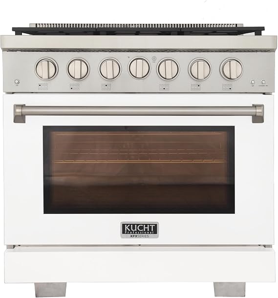 KUCHT Professional 36 in. 5.2 cu. ft. Propane Gas Range and Convection Oven in White with True Simmer Burners