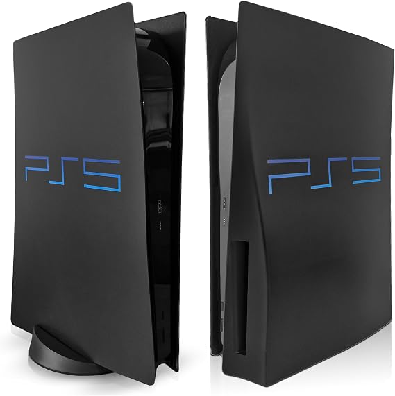 PS5 Disc Edition Cover Plates, Black Retro Replacement Faceplates, Console Shell Side Panels for PlayStation 5