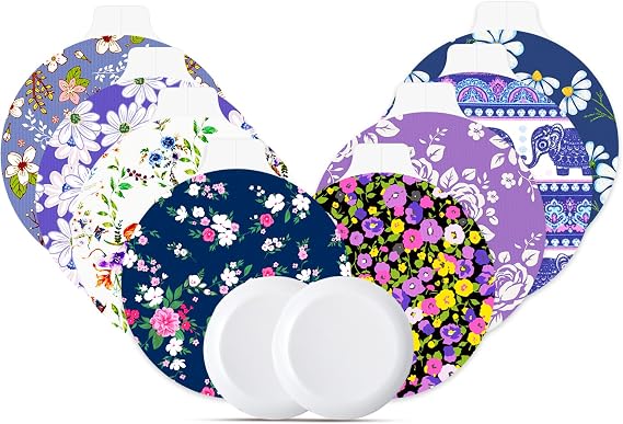 Libre 2 Plus Sensor Covers Waterproof, 40 Pack Lingo Patches+2pcs Protective Hardshell Caps, Breathable Medical CGM Adhesive Patches for 15 Day Protection, Floral