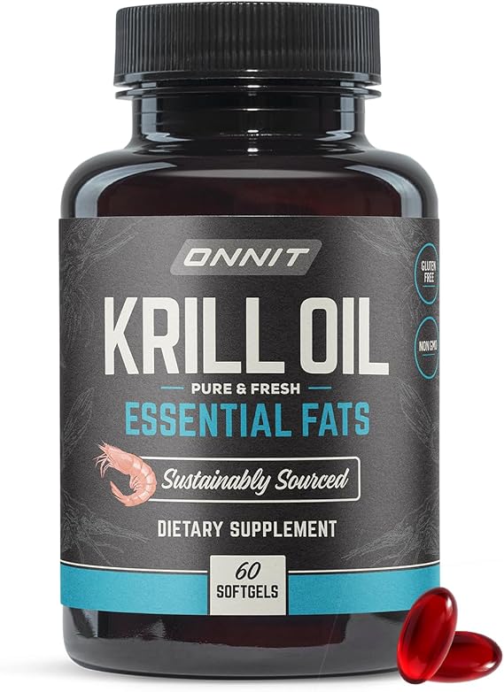 ONNIT Antarctic Krill Oil 1000mg, Omega-3 EPA & Astaxanthin, 60 Soft Gels | IGEN Non-GMO Tested; Omega-3 EPA, astaxanthin & phospholipids for cognitive, cardiovascular & joint health; 1000mg serving