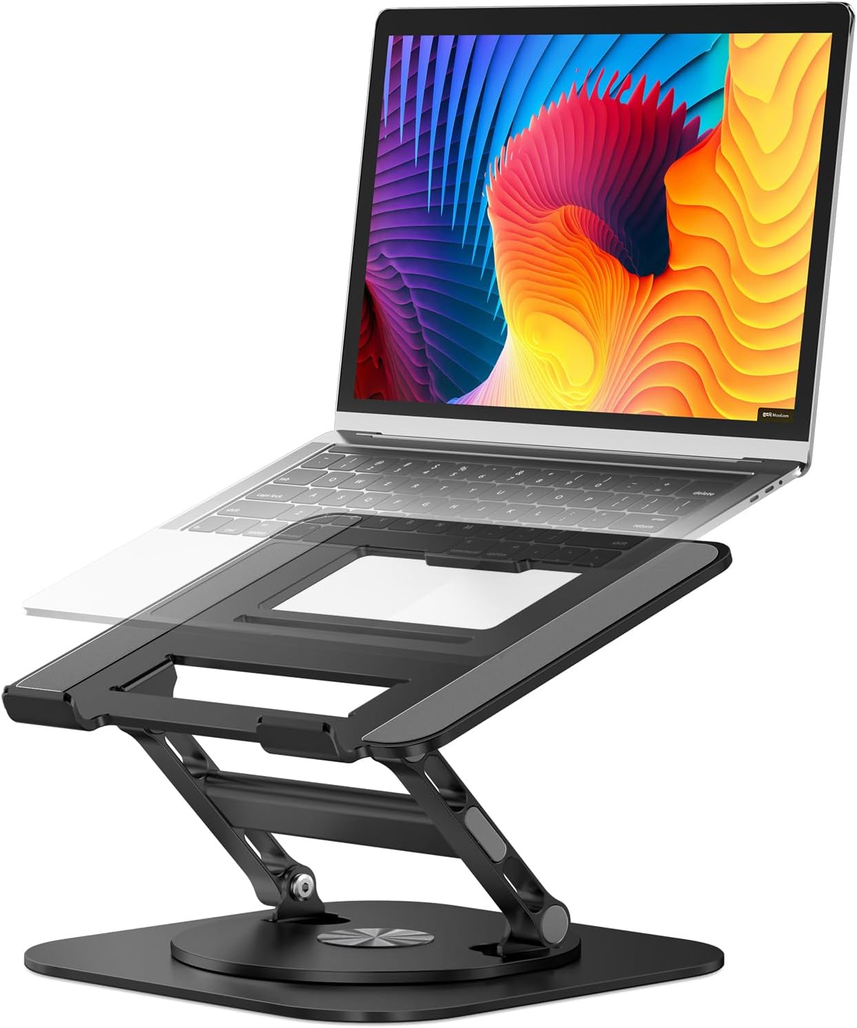 AOEVI Adjustable Laptop Stand with 360° Rotating Base, Stable Computer Stand for Laptops 10-16 Inches, Compatible with MacBook Pro/Air, Dell, Asus, Lenovo, Black
