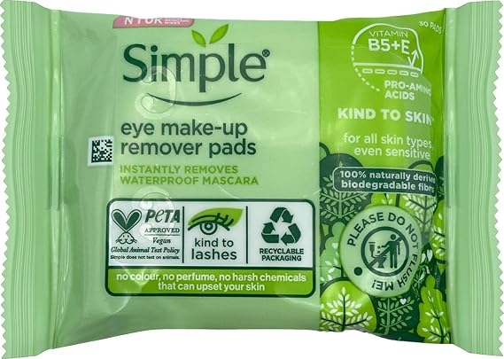Simple Kind To Eyes Eye Make Up Remover Pads 30 Pieces