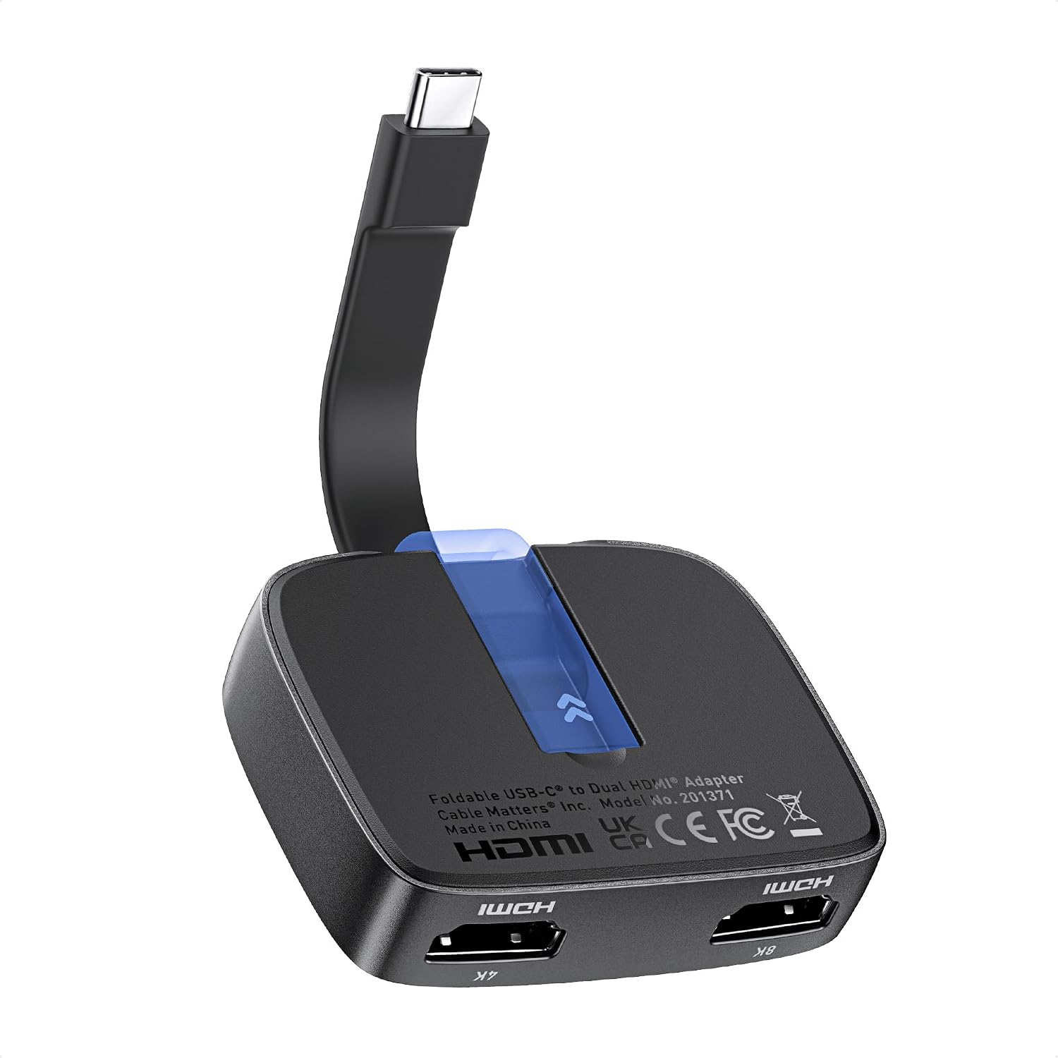 Cable Matters Portable 8K or Dual 4K 60Hz USB C to Dual HDMI Adapter macOS Supports one Extended Display, Foldable Thunderbolt to 2X HDMI Adapter - Thunderbolt 4 Compatible for XPS, Surface Pro