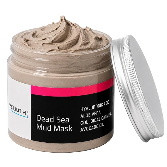 YEOUTH Dead Sea Mud Mask for a Visibly Purified and Refreshed-Looking Skin | Mud Face Mask With Hyaluronic Acid, Aloe Vera and Avocado, Deep-Cleansing Face Mask for Smoother Looking Skin 8oz