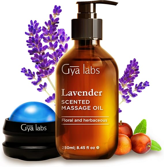 Gya Labs Lavender Relaxing Massage Oil - 8.45 Fl Oz - with Roller Ball