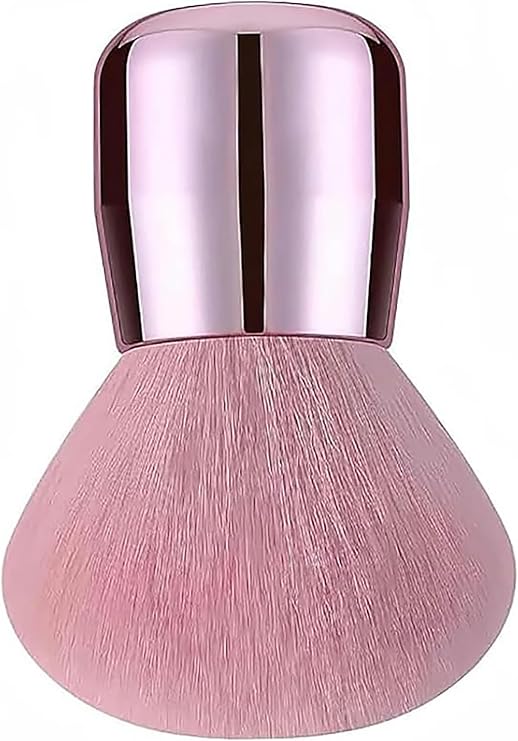 Pink Mini Makeup Blush Brushes, Small Travel Mushroom Head Foundation Brush, Kabuki Brush for Mineral Powder Contouring Cream or Liquid Cosmetics