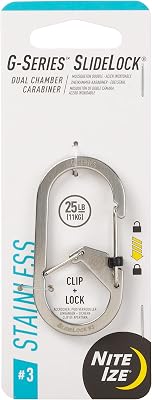 G-Series SlideLock #3 Dual Chamber Carabiner, Dual Security Carabiner Keychain, Stainless Steel