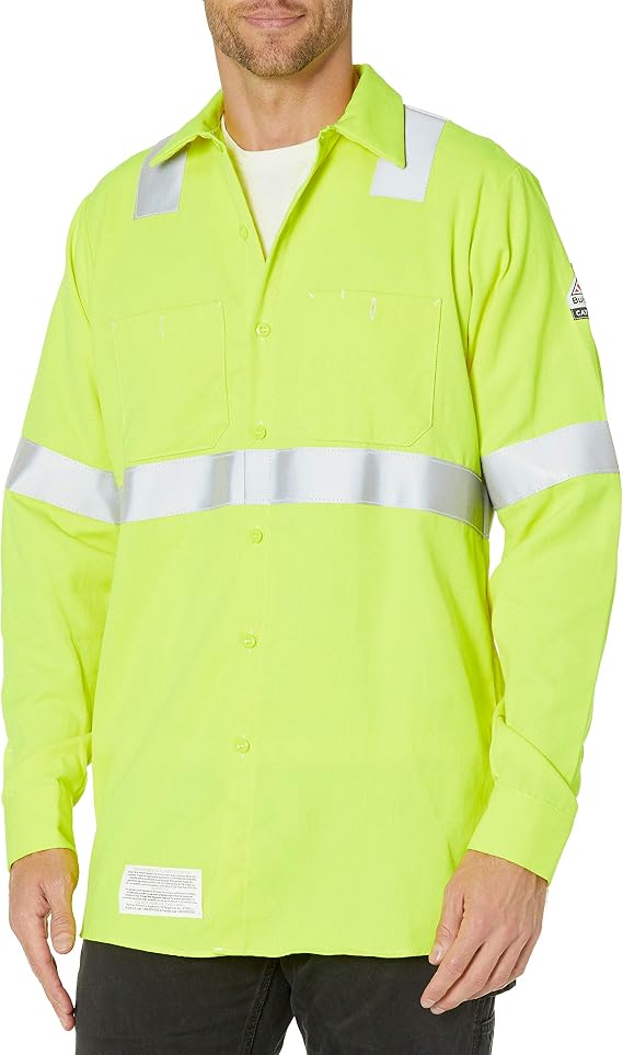 Bulwark Men's Men's Midweight Fr Hi-Visibility Work Shirt