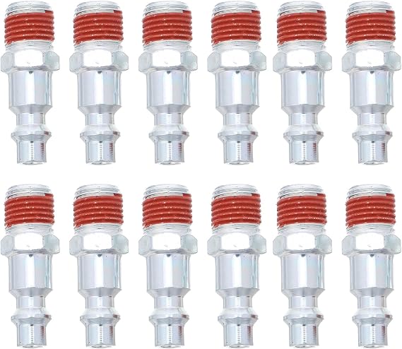 NUOBESTY 12pcs Push Connect Fitting for Air Hose Plumbing 1/4 NPT Male Quick Disconnect Straight Fitting Pneumatic Component Adapter Hydraulic Quick Coupler