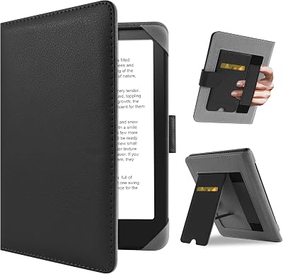 Universal Case for 7 inch Kindle PaperwhiteColorsoft 2024 Compatible with 6.8 Paperwhite Kobo Clara HDKobo Clara 2E eReader Protective Cover with Foldable Stand Built-in Pocket,Black