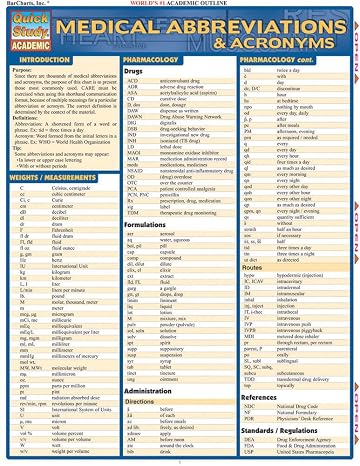 Medical Abbreviations & Acronyms: a QuickStudy Laminated Reference Guide (Quick Study Academic)