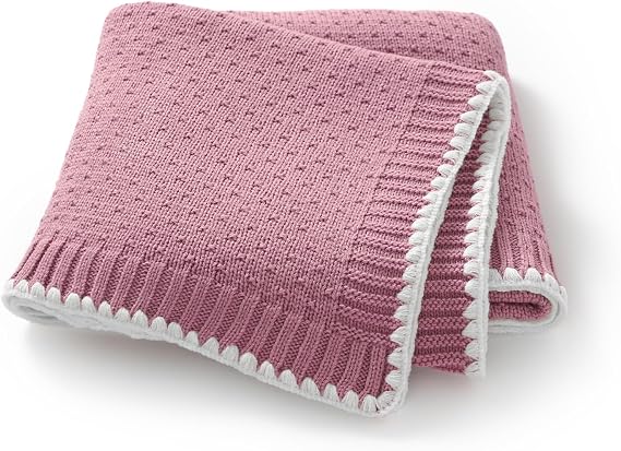 Knit Baby Blanket Soft Swaddle and Receiving Blanket for Newborns, Toddlers, Boys and Girls, Cotton, Nursery and Baby Gift