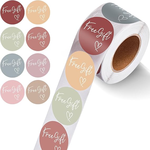 Zonon 1000 Pcs Thank You Gift Stickers for Small Business 1.6 Inch Customer Appreciation Stickers Self-Adhesive Round Free Labels for Small Business Packing, Gift Boxes(Morandi Color Background)