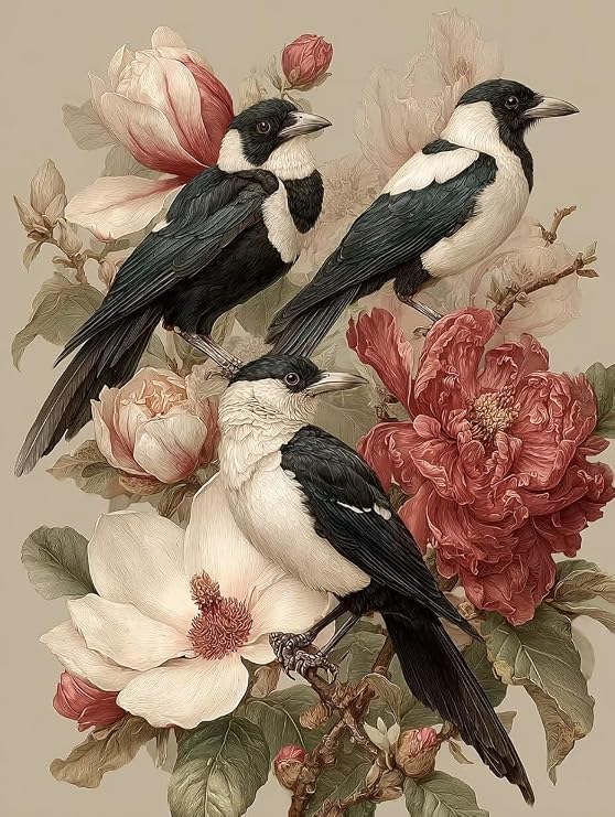 Paint by Numbers Kit for Adults Bird, Flower DIY Paint by Numbers for Beginner on Canvas, Painting Crafts for Adults kits with Brushes and Acrylic, Hobbies for Women, for Wall Decor, 16x20in S-7325