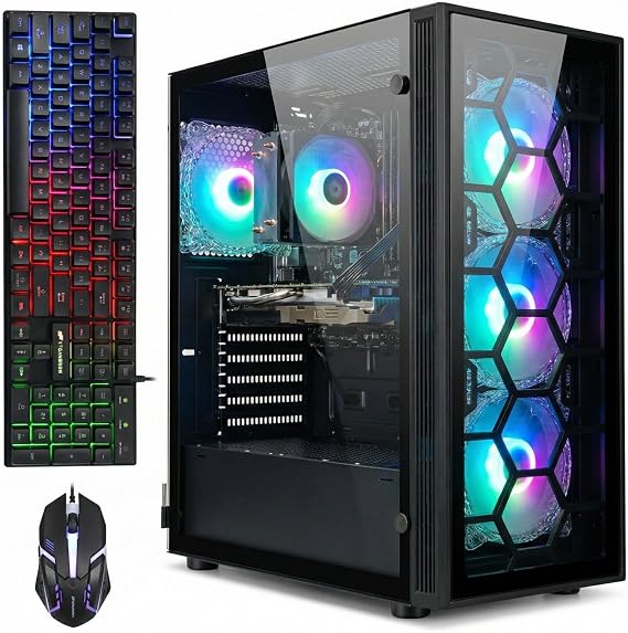 STGAubron Gaming PC Desktop,Core I7,RTX 3050 6G,32G RAM,1TB SSD | Gaming Computer Tower for Streaming,Video Editing,Home,School,I7 up to 3.9GHz,ARGB Fan,WiFi 6,BT 5.0,4K DP,HDMI,Win11 Home