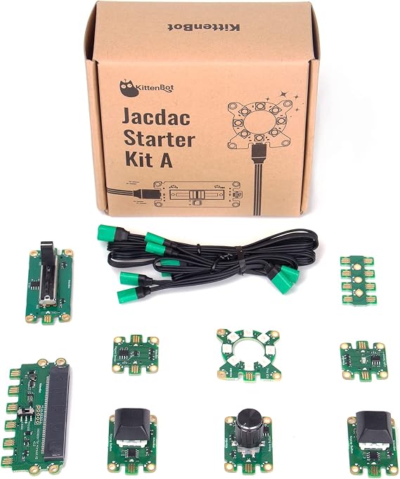KittenBot Jacdac Starter Kit A with Jacdaptor for Micro:bit V2, Connect and Code Electronics Instantly, for Microsoft Makecode Arcade(Without Micro:bit)