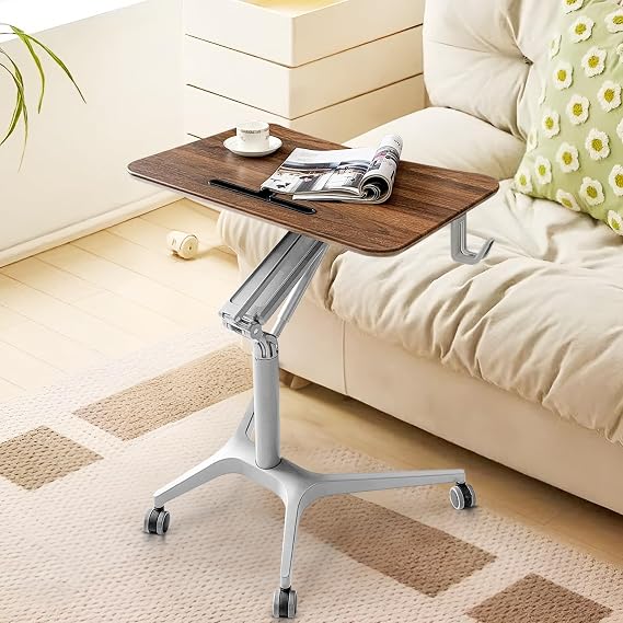 41.9in Small Rolling Standing up Desk Mobile Desk Adjustable Height Laptop cart on Wheels Computer Training Tables for Classroom Home Windows