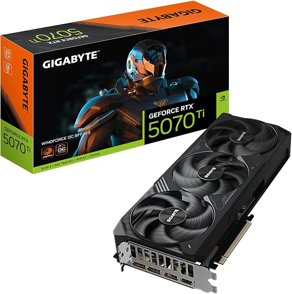 GIGABYTE GeForce RTX 5070 Ti WINDFORCE OC SFF 16G Graphics Card, 16GB 256-bit GDDR7, PCIe 5.0, WINDFORCE Cooling System, GV-N507TWF3OC-16GD Video Card