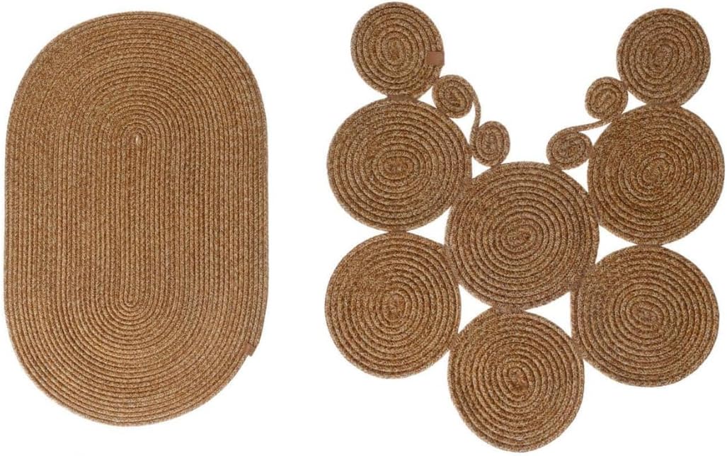 Handcrafted Jute Wicker Bathroom Mat Set 2’li Slip Resistant Child and Pet Friendly Timeless Decorative Rug Set Bathroom Rug Toilet Front Mat Set (HASIR, 65 x 70 cm, 55 x 85 cm)