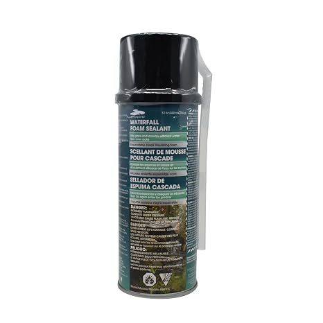 smartpond Waterfall Foam Sealant, Expandable Foam, Black Color Blends into Pond, Cures Fast, 12 oz. Can with Applicator Nozzle, Safe for Fish, Plants, and Wildlife