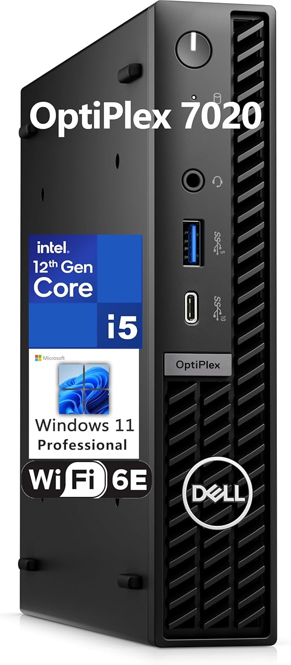 Dell OptiPlex 7020 MFF Business Desktop Computer, 7000 Micro Form Factor Mini, Intel Hexa-Core i5-12500T (Beat i7-11700T), 16GB DDR5 RAM, 512GB PCIe SSD, WiFi 6E, HDMI + 2 DisplayPorts, Windows 11 Pro