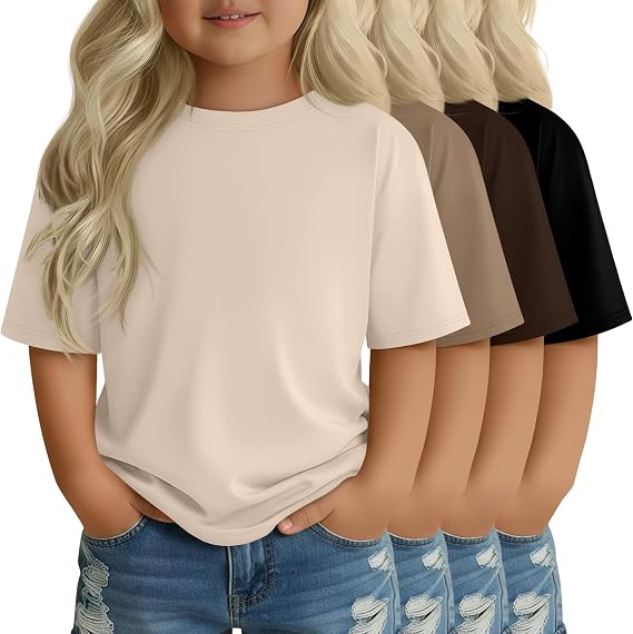 4 Pack Toddler Girls Short Sleeve Tops