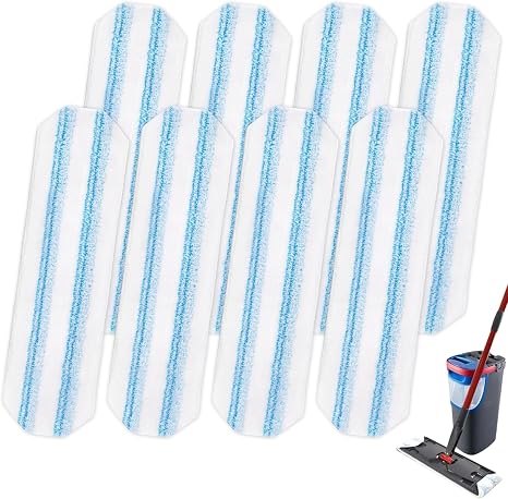 8 Pack Mop Pads Replacements for O-Cedar H2prO & Vileda H2prO Flat Mop, Microfiber Washable & Reusable Mop Refill Heads, Deep Cleaning Compatible with H2PrO Mop System