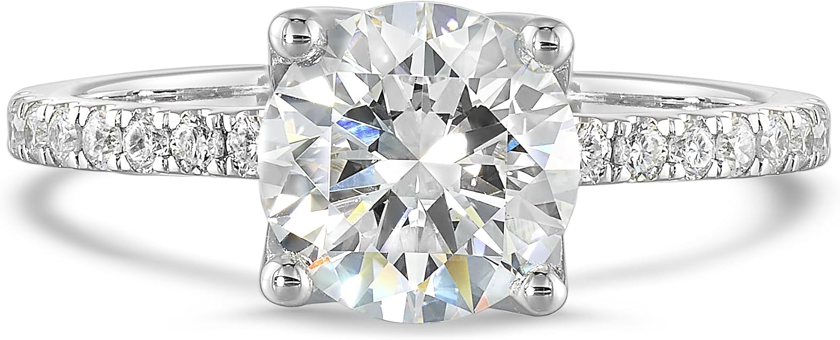 IGI Certified 1 1/4 to 3 1/3 Carat Lab Grown Diamond Engagement Ring for Women I 14k White Gold Ring for Her Side Stones (G-H VS1-VS2 cttw) Wedding Promise Anniversary Ring Size 6 to 8