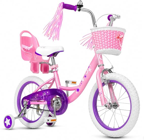 14 16 Inch Kids Bike Girls Toddle Bicycle Ages 3-7 Training Wheels