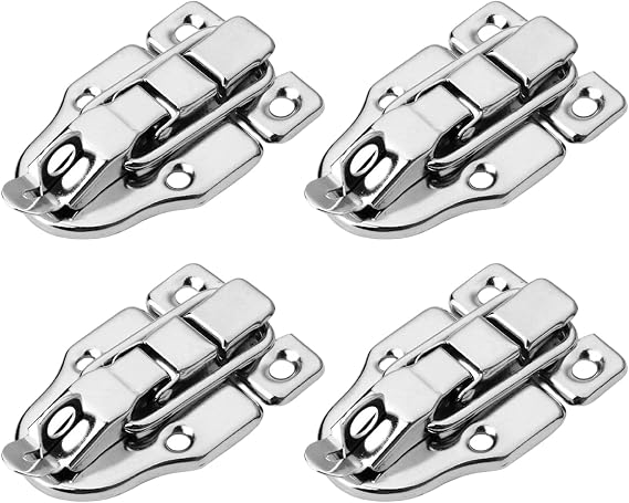 4Pcs Galvanized Steel Toggle Latch Clasps, Heavy Duty Lockable Toggle Clamps, Sturdy Spring Loaded Latch for Suitcase, Wooden Box, Toolbox, Case & Furniture Hardware
