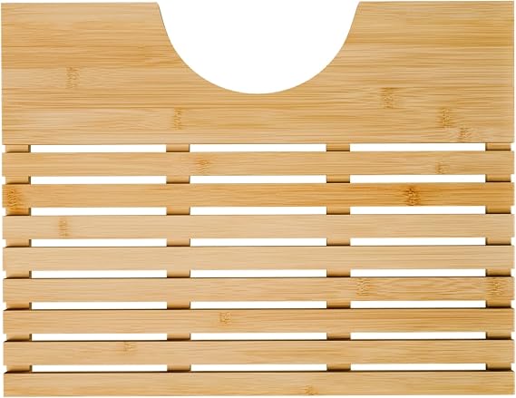 Bamboo U-Shaped Toilet Mat, Anti-Slip Bathroom Duckboard