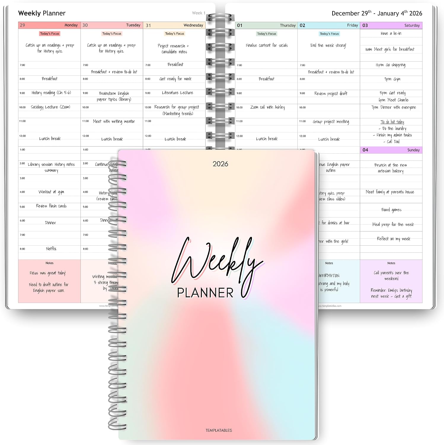 2026 Weekly Planner & Schedule - Hourly Time-Blocking Planner with Monthly & Annual Pages – Prioritise your To Do List, Time management – A5 Yearly Diary & Calendar