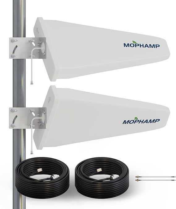 MIMO 2x2 Log Periodic External Antenna High Gain for 4G LTE 5G Routers, Modems, Hotspots, Include Twin 32.8ft Cables, SMA-TS9 Adapters | Standard Kit