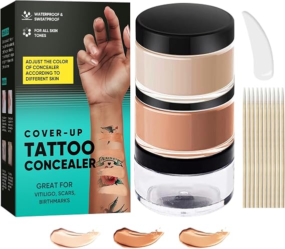 Tattoo Cover Up Makeup Waterproof, 2 Color Invisible Tattoo Concealer