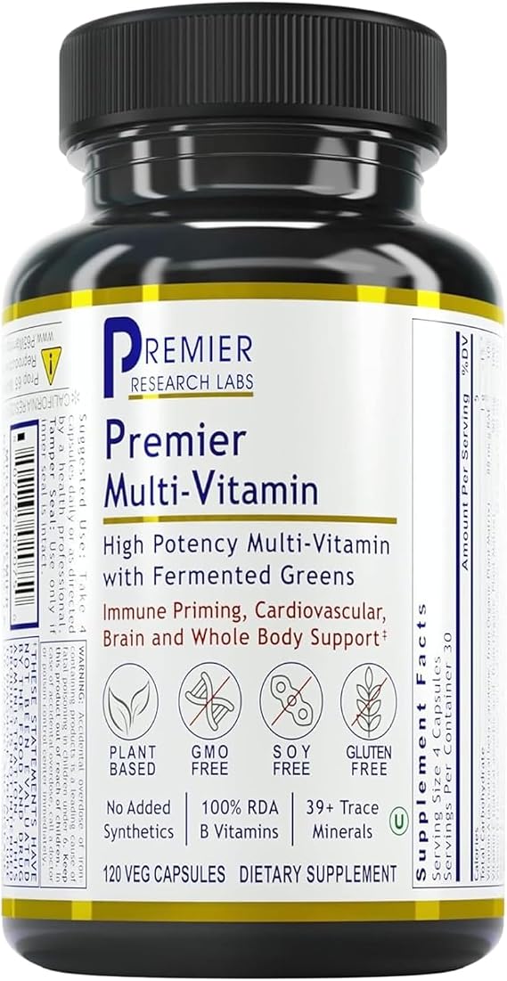 Premier Research Labs Multi-Vitamin - Immune, Brain & Heart Support | with Prebiotics and Postbiotics | Vegan Capsules for Men & Women. Gluten