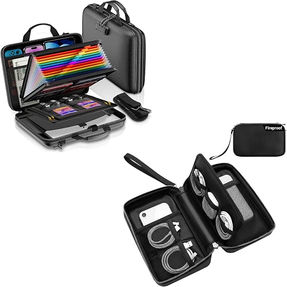 Fireproof Document Organizer with Lock & JHSafer Fireproof Electronics Organizer Travel Case