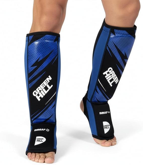 Green Hill IMMAF Shin Guards for MMA, Muay Thai & Kickboxing | Shin and instep guards with secure fit and impact protection for MMA, Muay Thai, kickboxing and sparring.