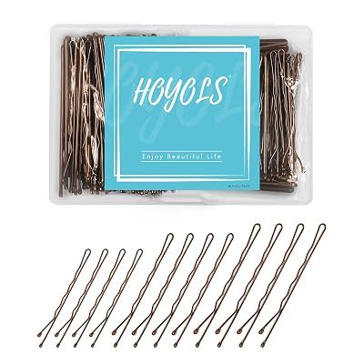 HOYOLS 150 Pcs Brown Bobby Pins for Girls Kids Women, 1.9IN 2.4IN 2.7IN Large Long Mini Size Wavy Bobby Pins Clips for Updo Bun Hold Thick & Thin Brown Hair
