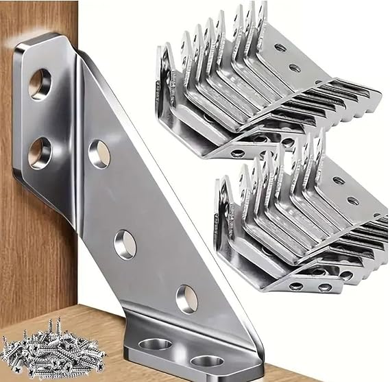 8 Pieces Furniture Items Cabinet Corner Joining Wall Stabilizer Connection Apparatus Bracket Miter Metal
