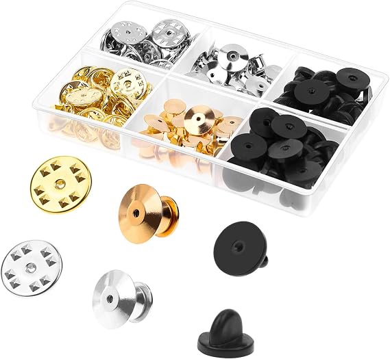 Selizo 84pcs Locking Pin Backs - Lapel Push Pin Keeper Blank Locks for Disney, Enamel, Brooch and Hat Pins (Assorted Styles)