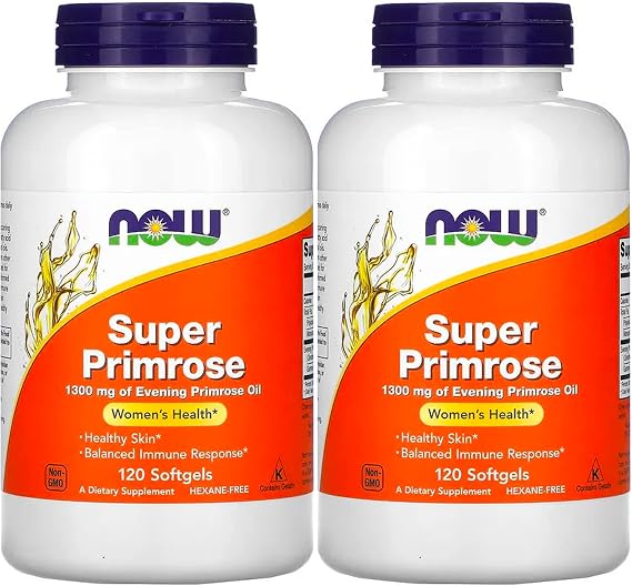 Now Foods Super Primrose 1300mg, 120 gels Pack of 2