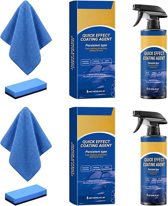 2PCS Advanced Ceramic Coating Car Spray Wax, Quick Effect Coating Agent for Shine and Protection, Waterless Wash Nano Polish Spray for Cars Motorcycles Boats
