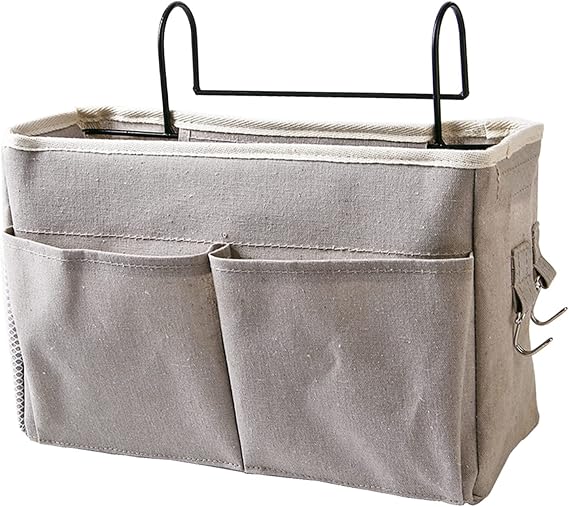 Cosiki Bedside, Bedside Storage/Bedside Hanging Storage Bag Hanging Desk Organizer for Headboards Bunk Beds Dorm Rooms Book Phone Magazine Holder (Grey)