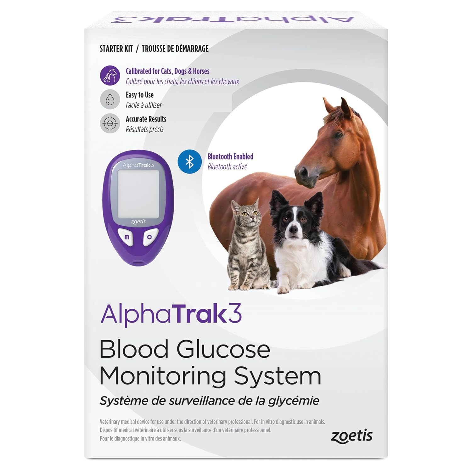 AlphaTrak 3, 8 Piece Pet Blood Sugar Monitoring Kit for Diabetes Cats, Dogs, and Horses All-in-One Solution for Clinic or Home with Digital Results