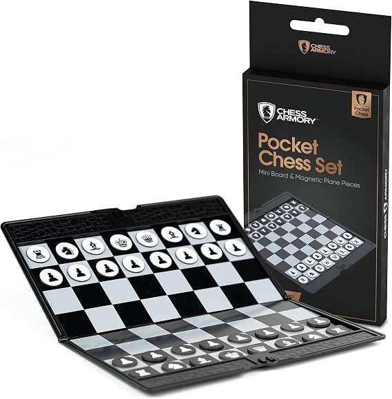 Chess Armory Pocket Chess Set - Portable Mini Chess Set for Adults and Youth - Mini Chess Board to Take Anywhere for an Unforgettable, Mind-Sharpening Chess Game