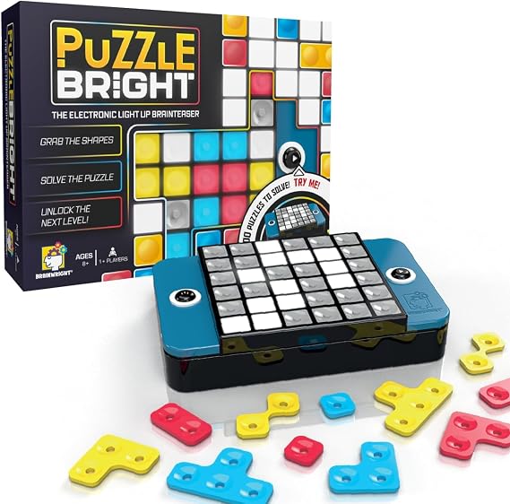 Brainwright - Puzzle Bright - Interactive Light-Up Brain Teaser with 300+ Challenges, Ages 8+, 1+ Players